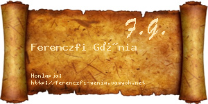 Ferenczfi Génia névjegykártya